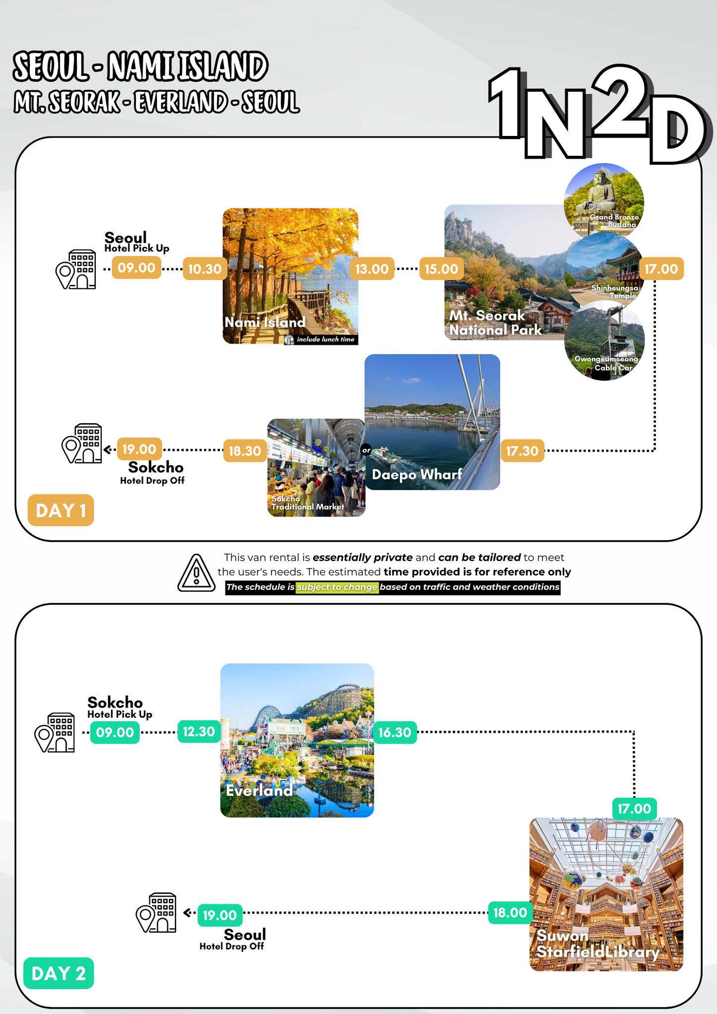 1N2D Seoul - Nami Island - Mt. Sorak - Everland - Seoul